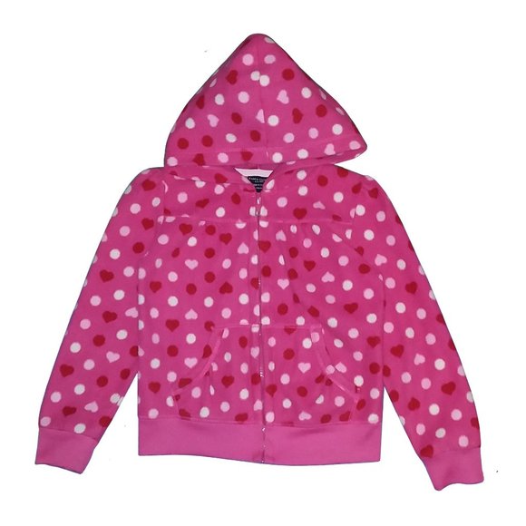 Hot Pink Soft Fleece Hoodie Polka Dot 